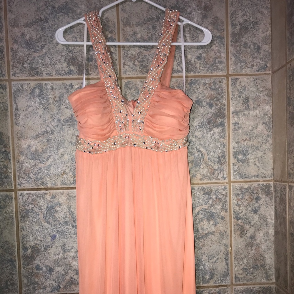 City Studio Long Peach Prom Dress